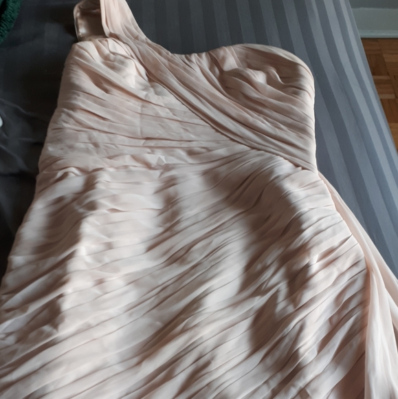 MONIQUE LHUILLIER CHIFFON ONE SHOULDER DRESS - Picture 3 of 3